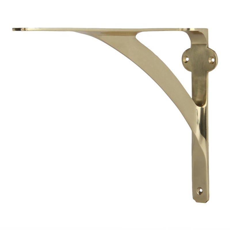 A29 Set of 2 Shelf Brackets for 6", 8", 10" Shelves - Polished Brass Finish - 7.88" X 5.88" Heavy Duty Brass L Brackets for Wall Shelves Hardware Included, - Image 2